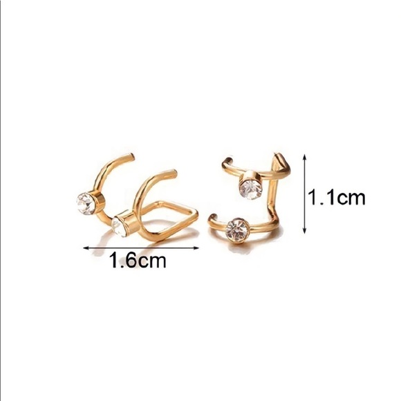 Any 2/$20! Set of Two Gold Double Crystal Accented Adjustable Ear Cuff Earrings - Picture 4 of 5